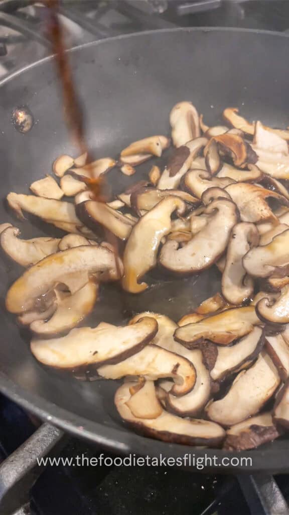stir-frying shiitake mushrooms