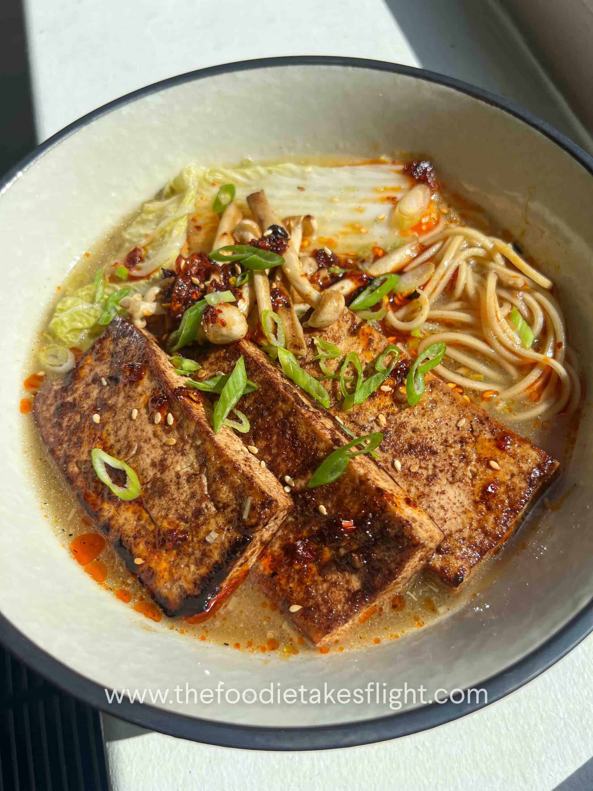 Read more about the article Lemongrass Miso Noodle Soup with Five Spice Tofu