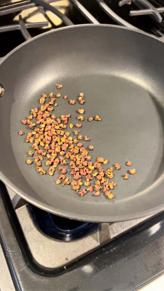 toasting Sichuan peppercorns