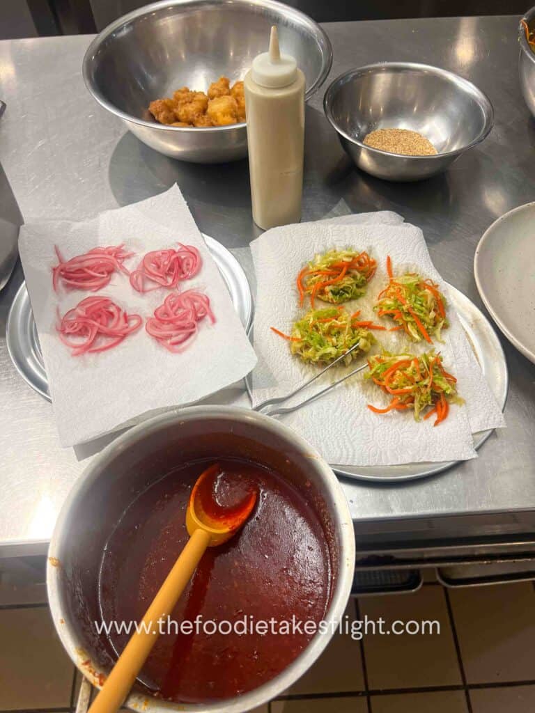 assembling the tacos