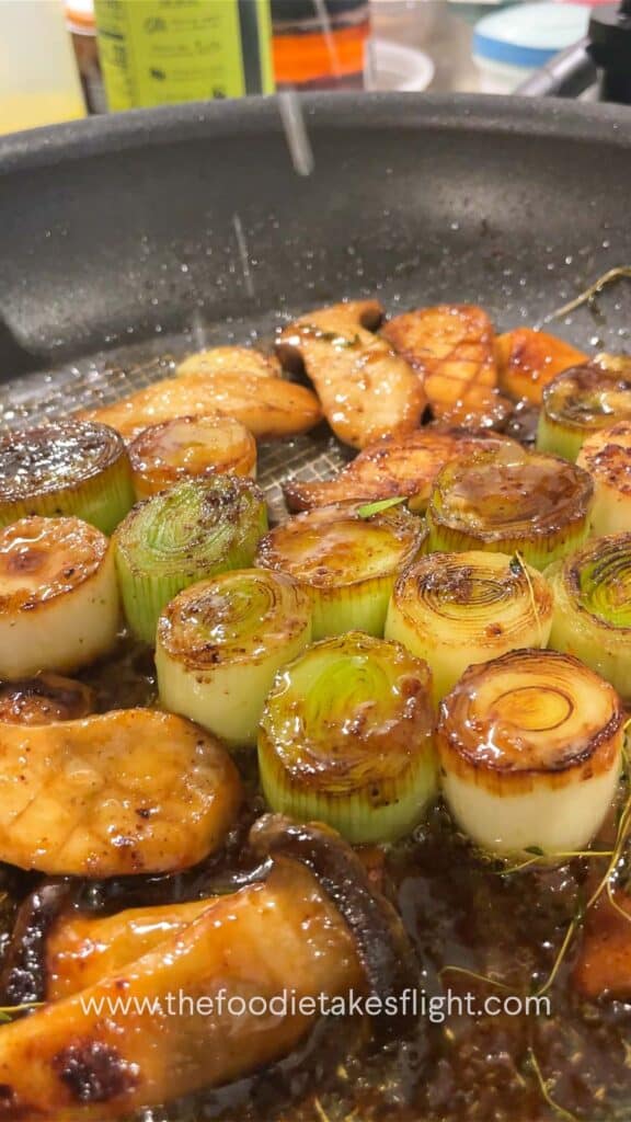 Leeks and King Oyster Mushrooms with Miso Butter Lemon