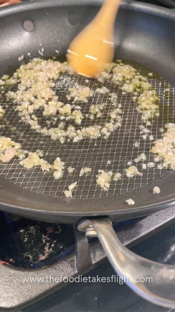 sautéing garlic and shallots