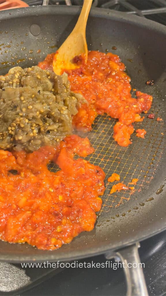 making roasted eggplant dip