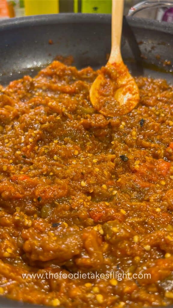 making roasted eggplant dip