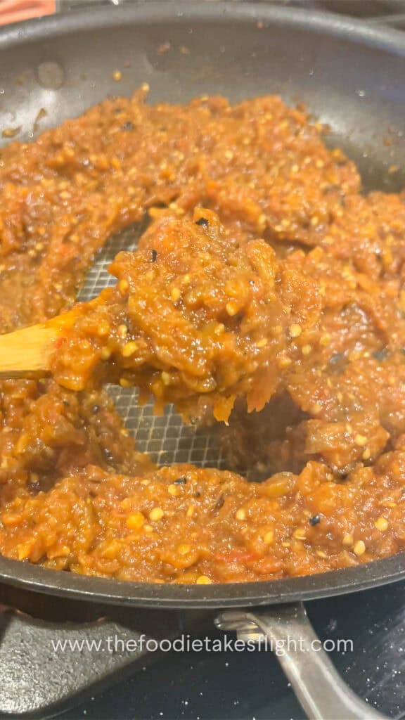 making roasted eggplant dip