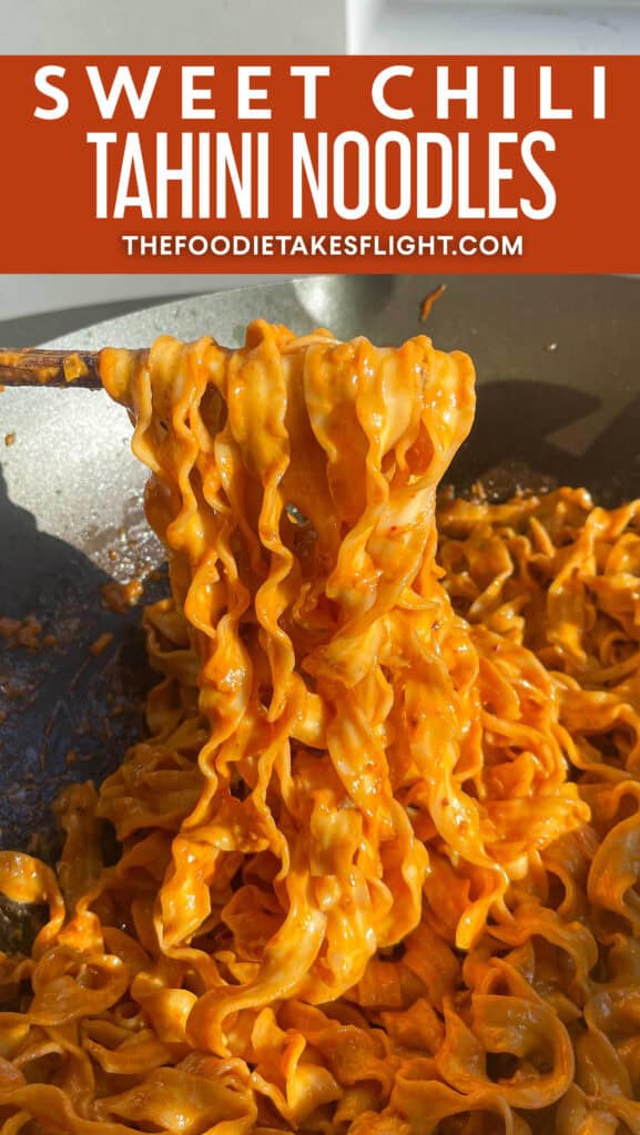 sweet chili tahini noodles pin