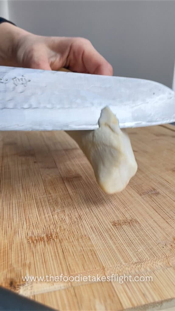 shaving king oyster mushrooms