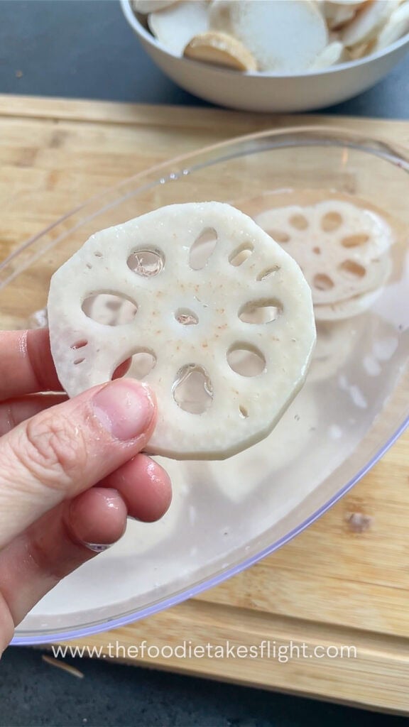 slicing lotus root