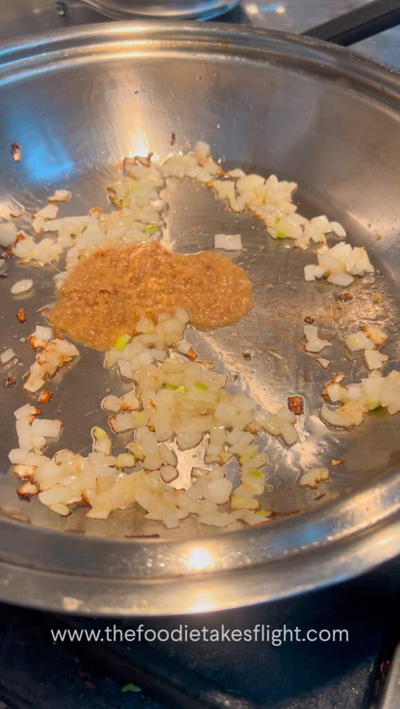 sautéing onion, garlic, ginger