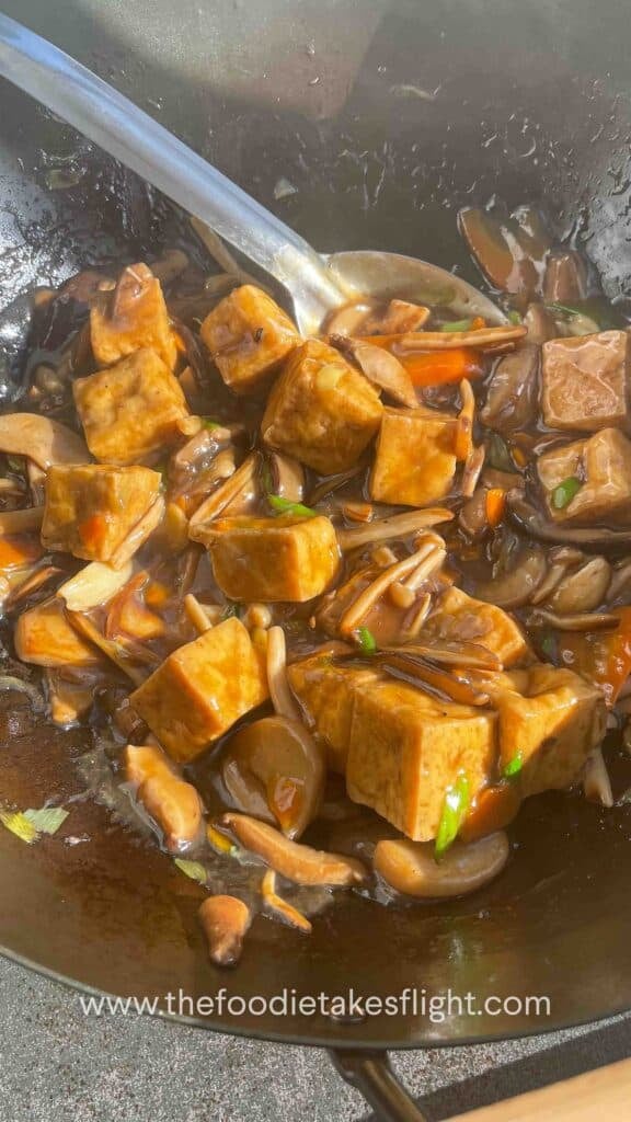 Braised Mushrooms and Tofu in Soy Ginger Garlic Sauce