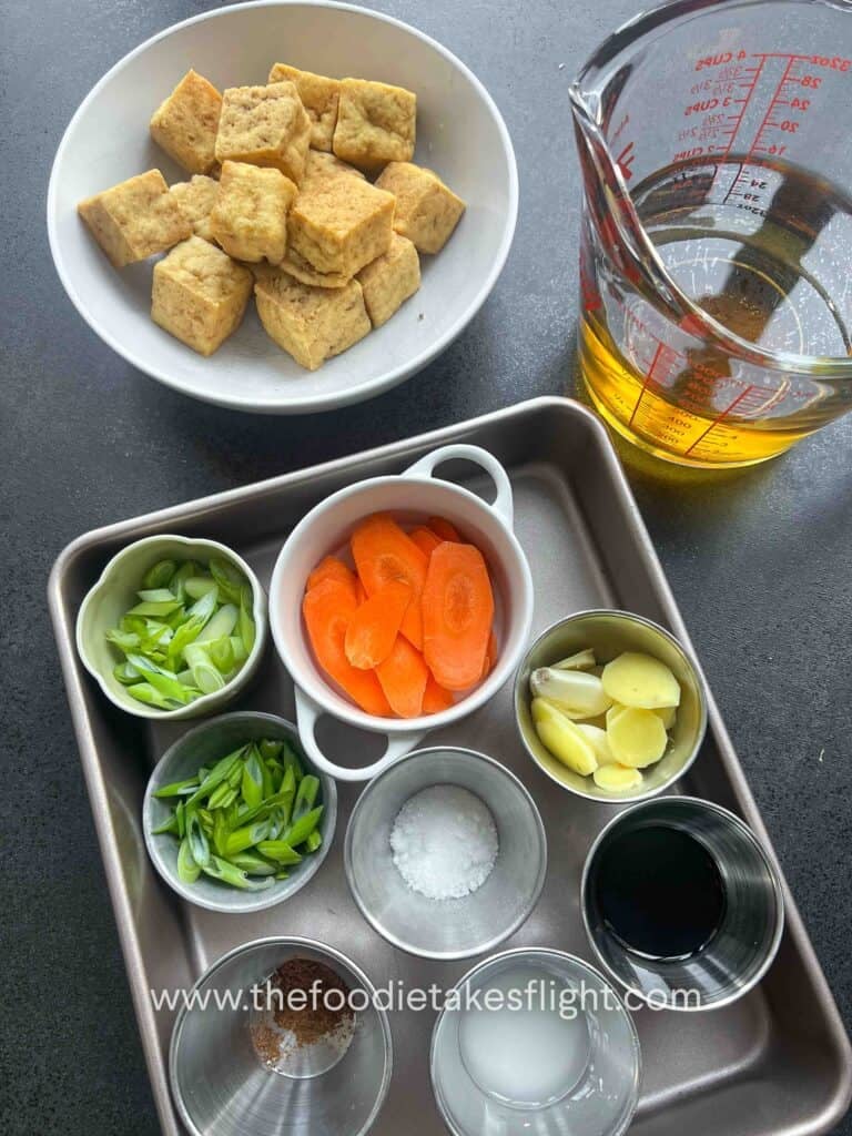 braised mushrooms and tofu ingredients 