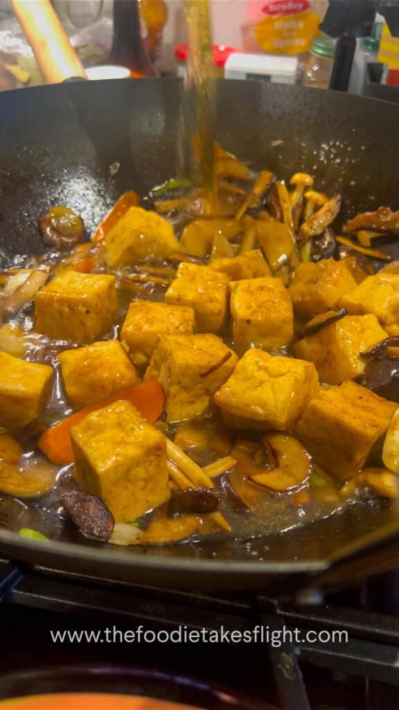 Braised Mushrooms and Tofu in Soy Ginger Garlic Sauce