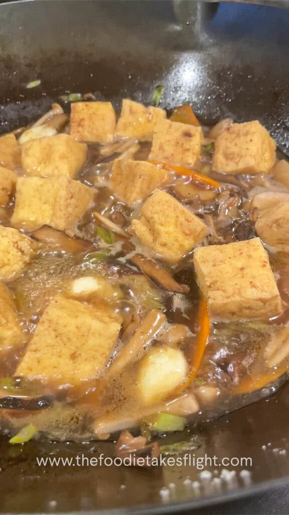 Braised Mushrooms and Tofu in Soy Ginger Garlic Sauce