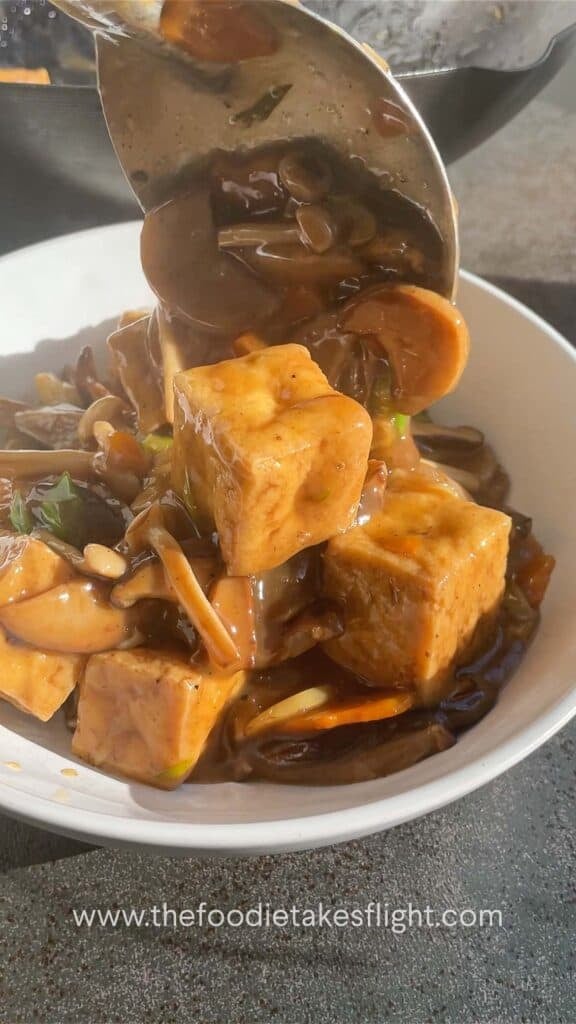 Braised Mushrooms and Tofu in Soy Ginger Garlic Sauce