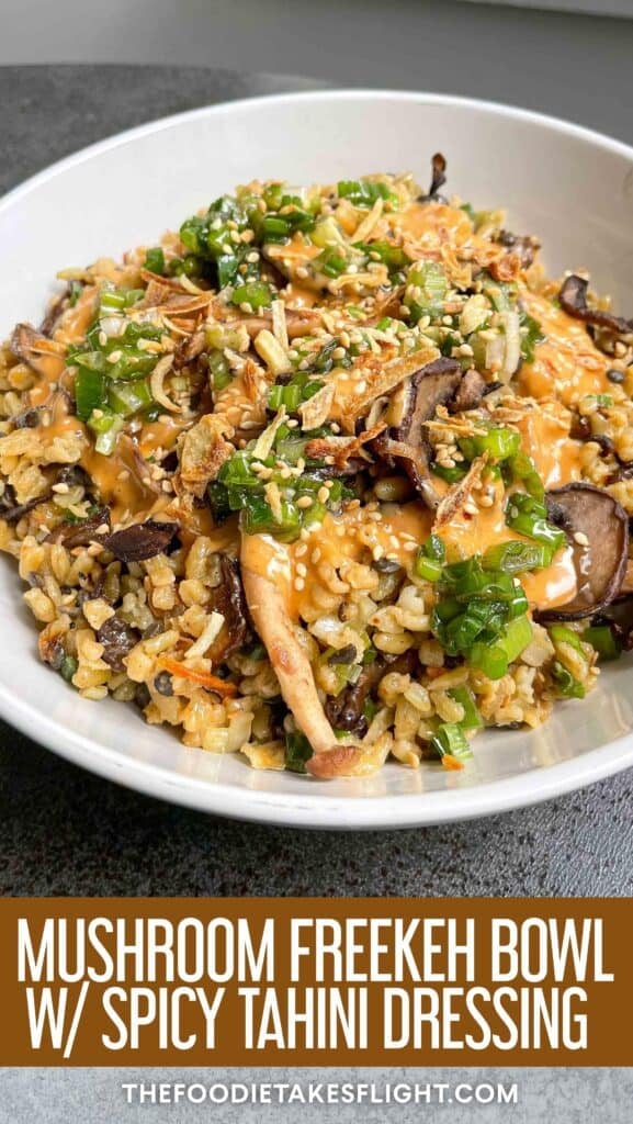 mushroom freekeh bowl
