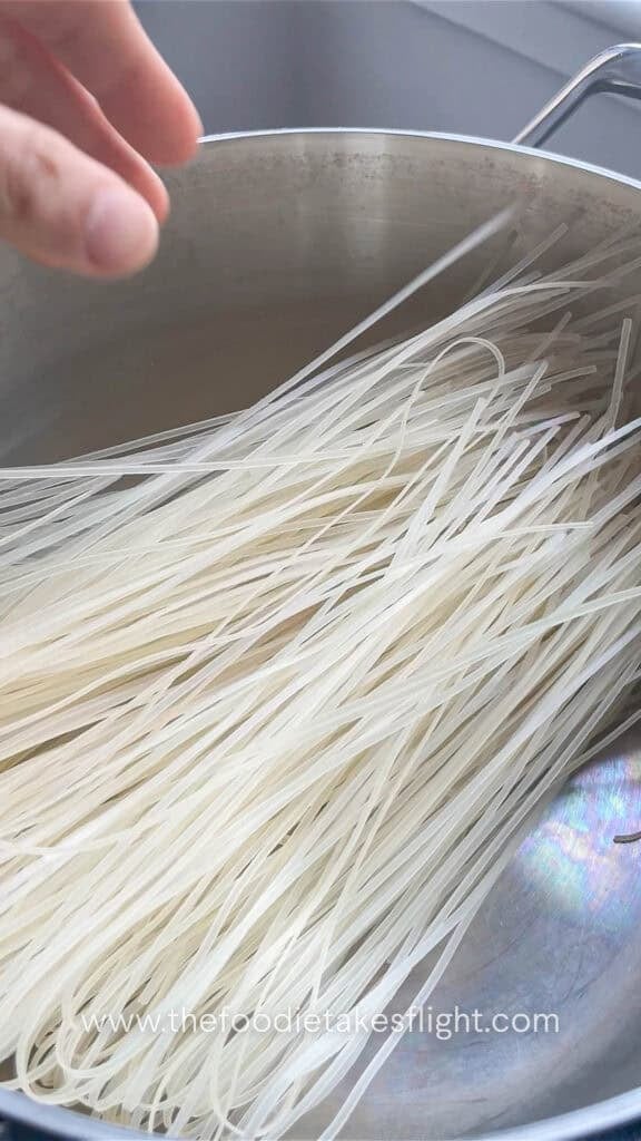 soaking rice noodles