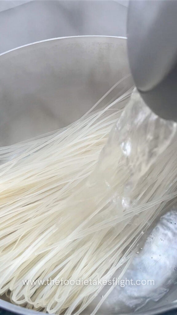 soaking rice noodles
