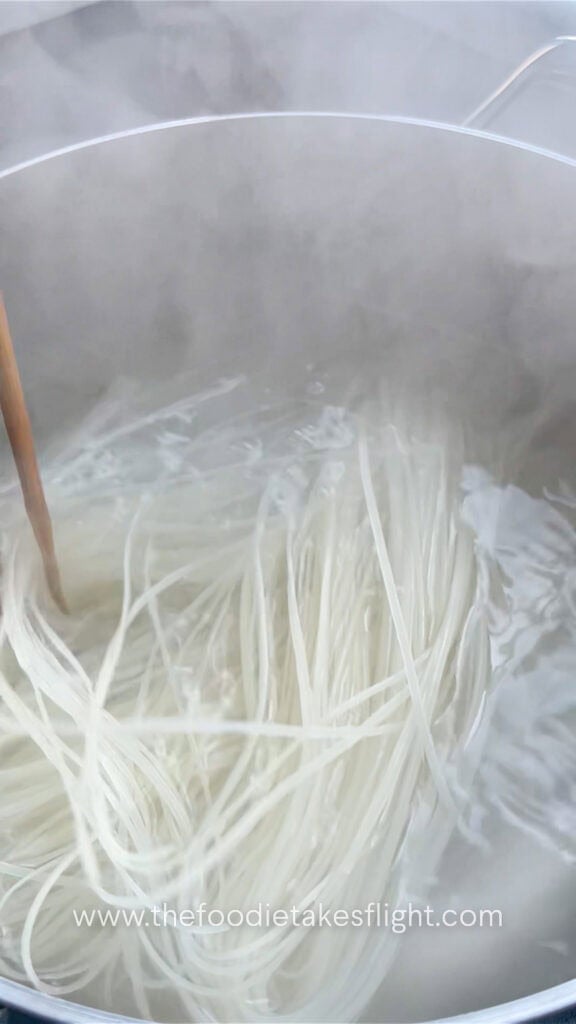 soaking rice noodles