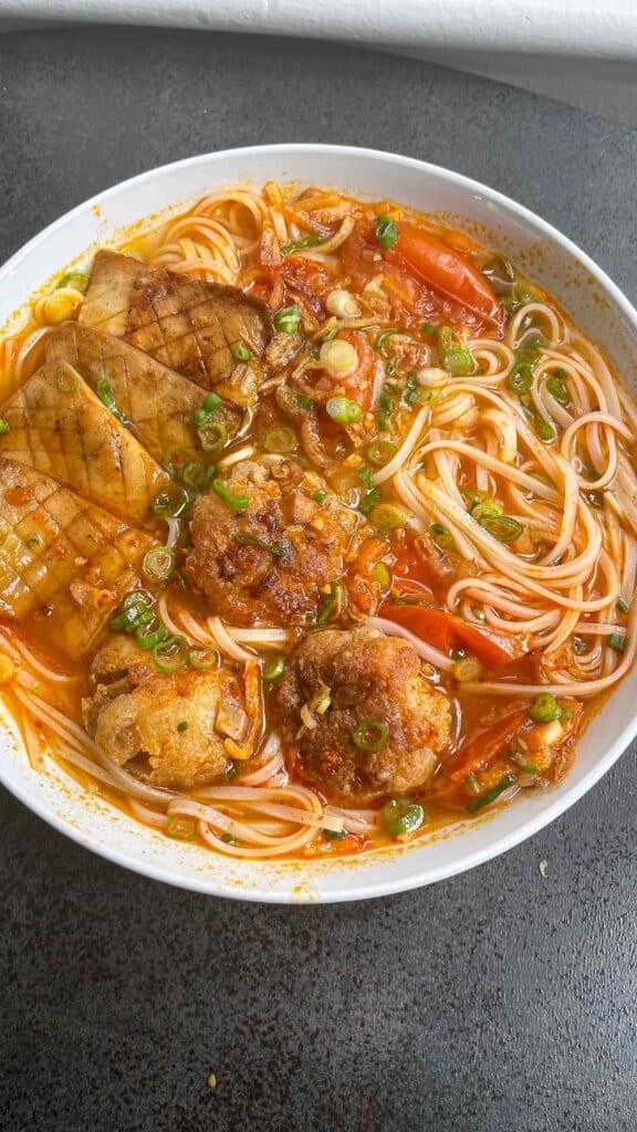 Vietnamese inspired tomato noodle soup