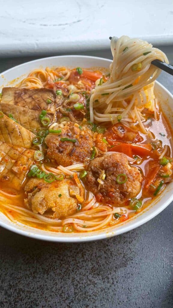 Vietnamese inspired tomato noodle soup