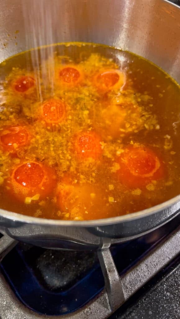 making tomato soup base
