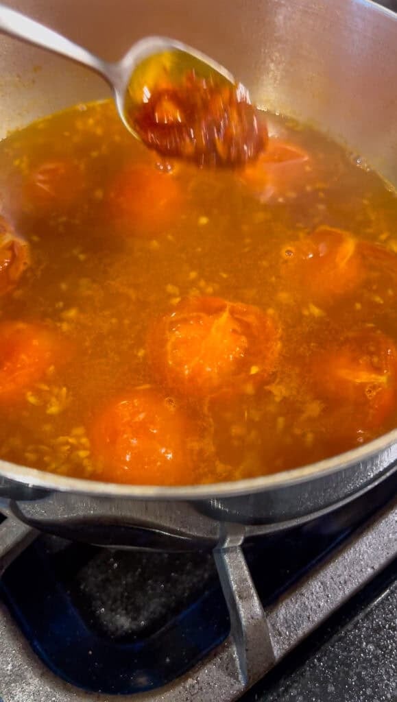 making tomato soup base