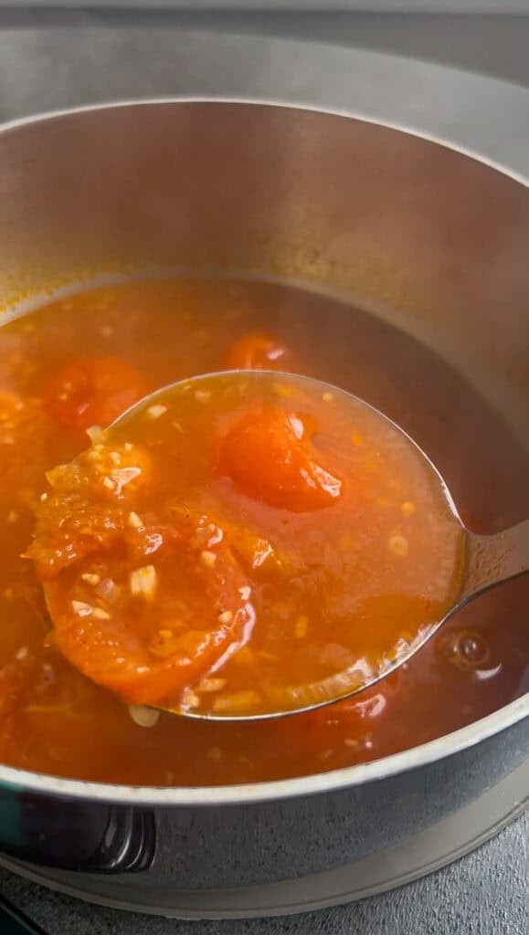 making tomato soup base