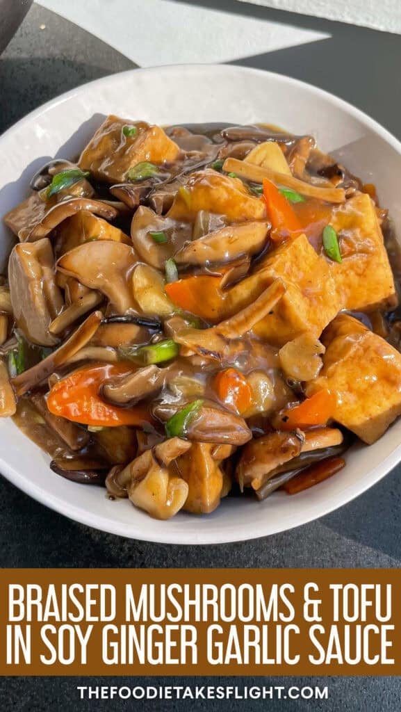 Braised Mushrooms and Tofu in Soy Ginger Garlic Sauce