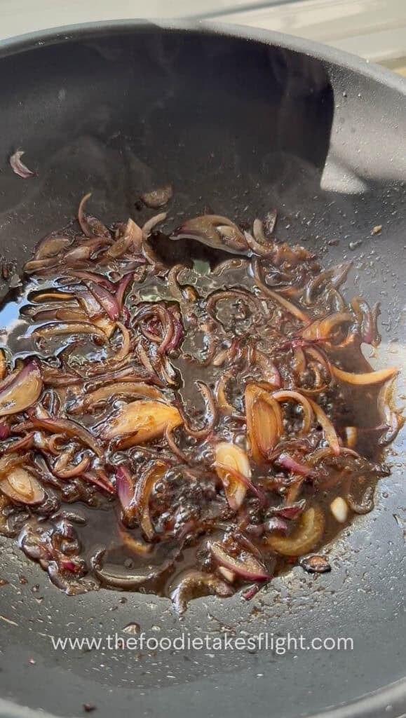 cooking down the ginger teriyaki sauce