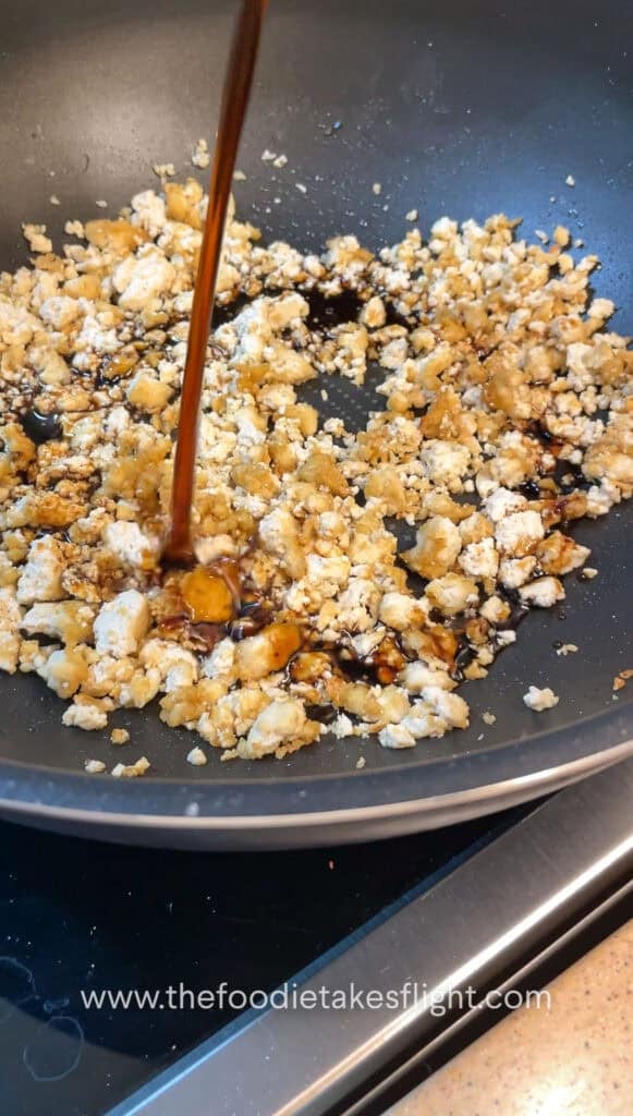 sautéing crumbled tofu