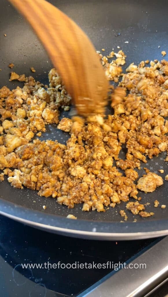 sautéing crumbled tofu