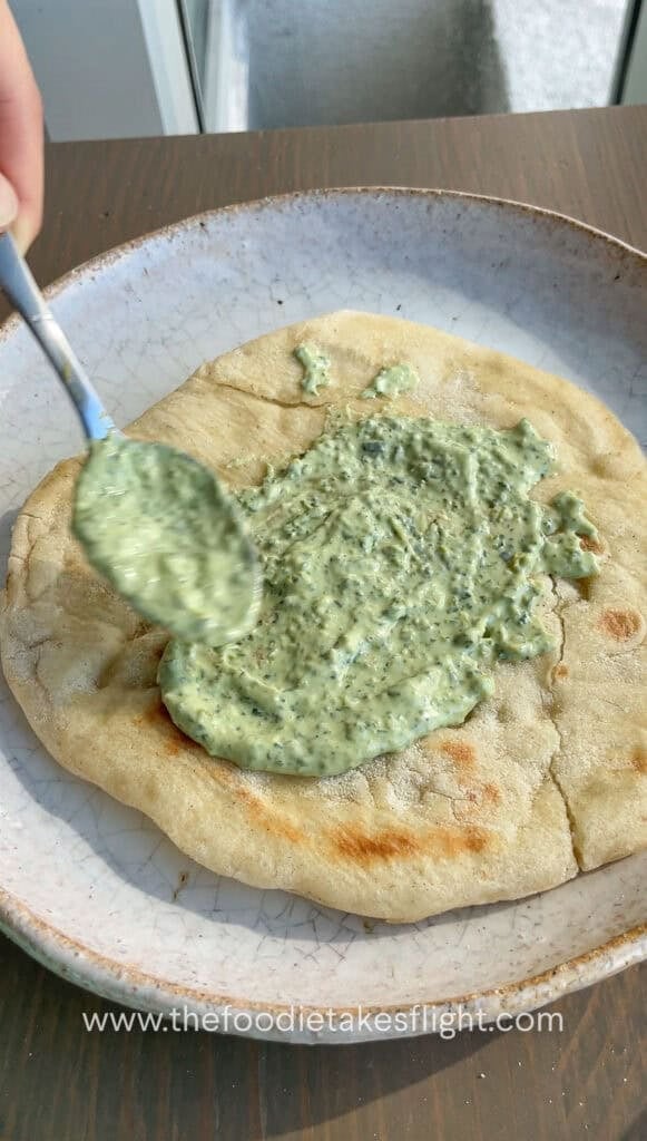 pesto mayo on pita