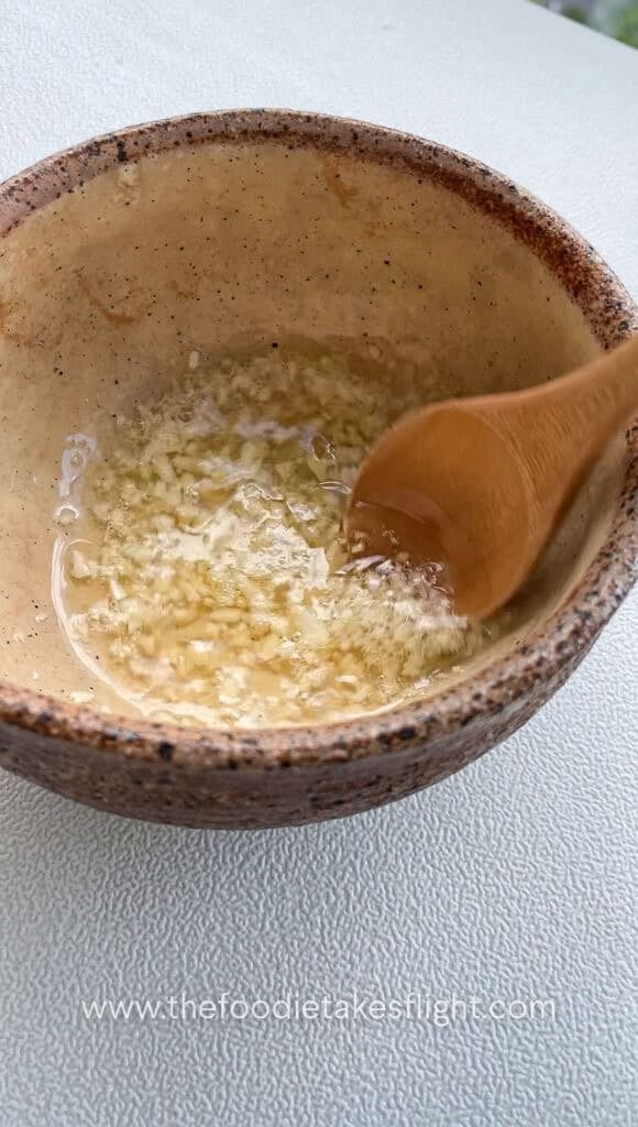 garlic shallot oil in a bowl