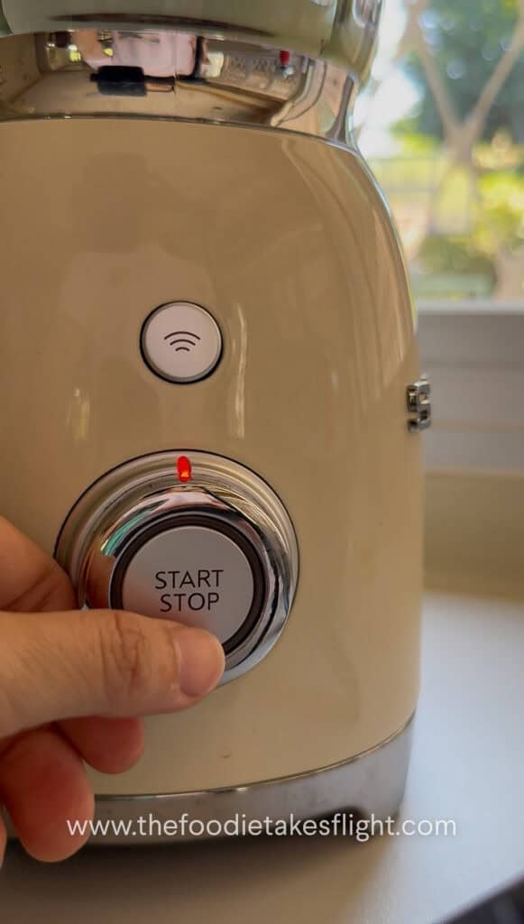 Blending green scallion serrano dressing