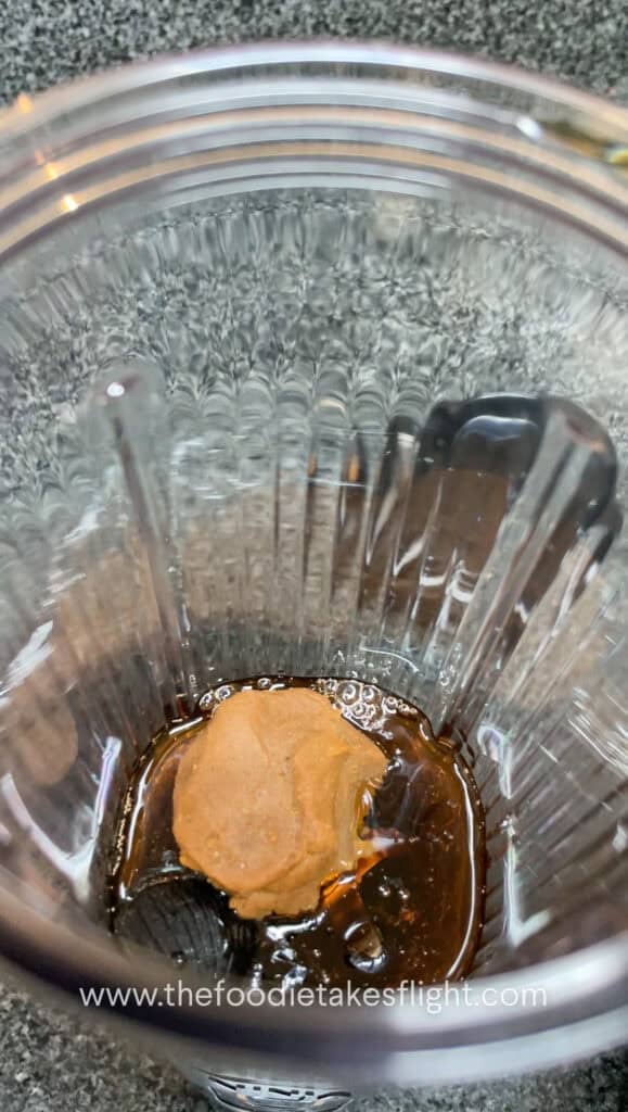 black garlic miso dressing in a small ninja blender