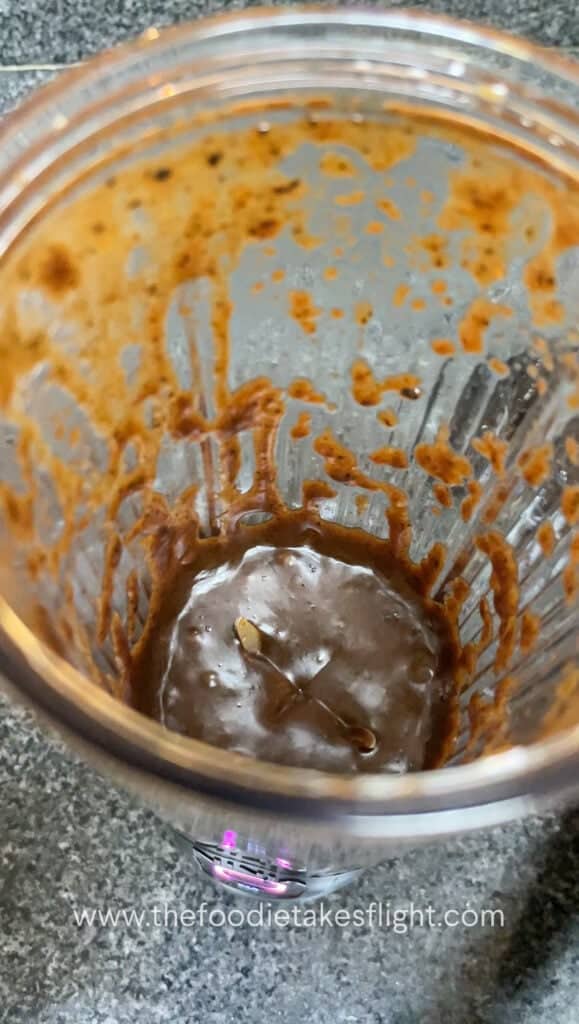 black garlic miso dressing in a small ninja blender