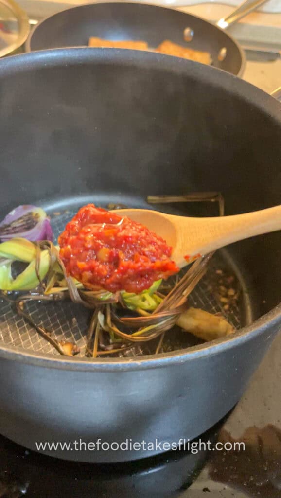 Wooden spoon with chili paste