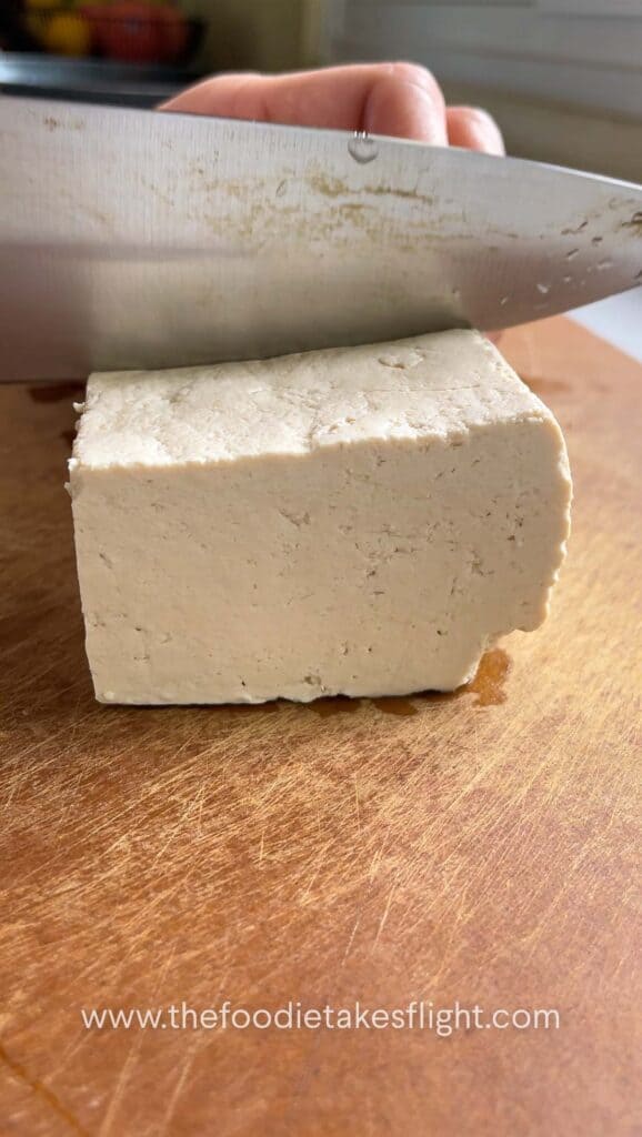 Slicing extra firm tofu