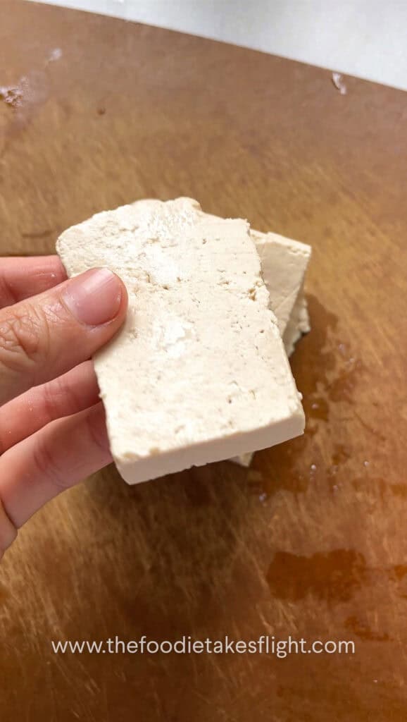 Slicing extra firm tofu