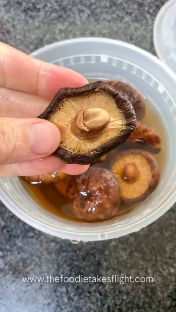 shiitake mushrooms soaking in water