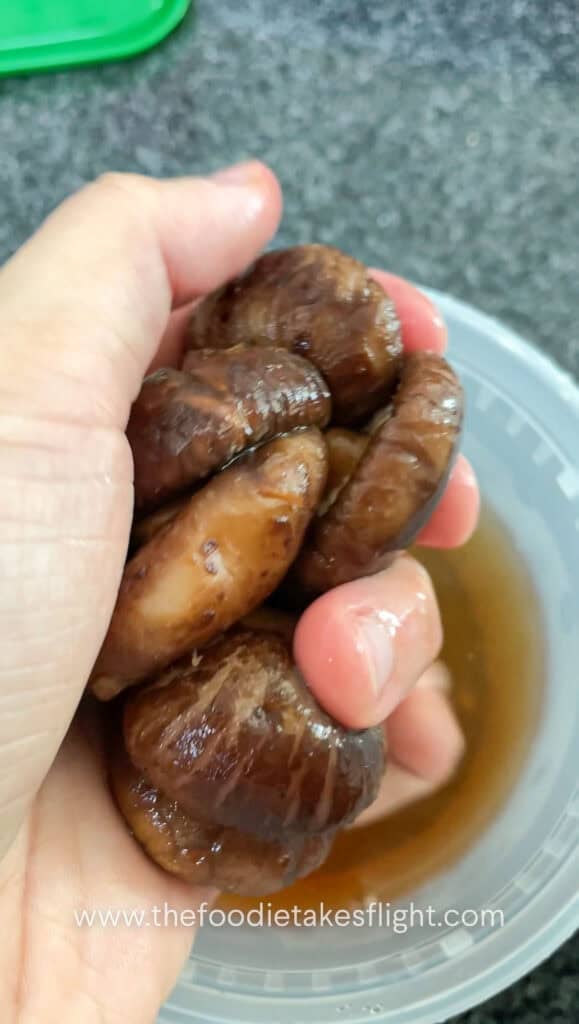 shiitake mushrooms soaking in water