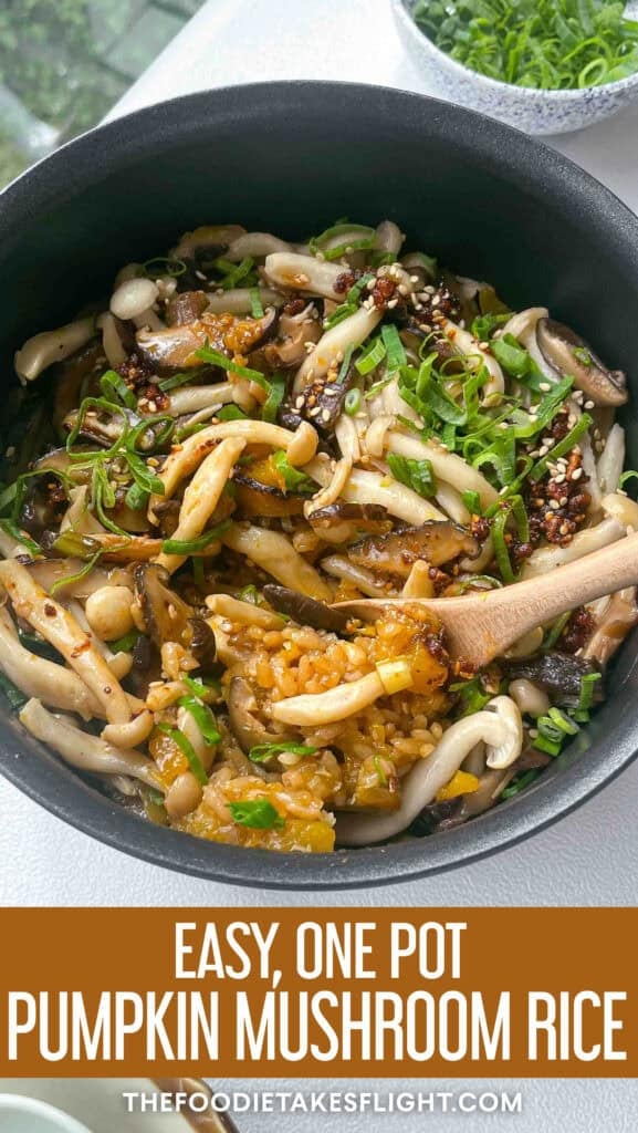 easy one pot pumpkin mushroom rice