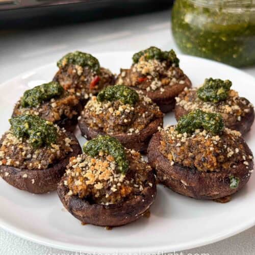 Stuffed Mushrooms with Homemade Basil Pesto