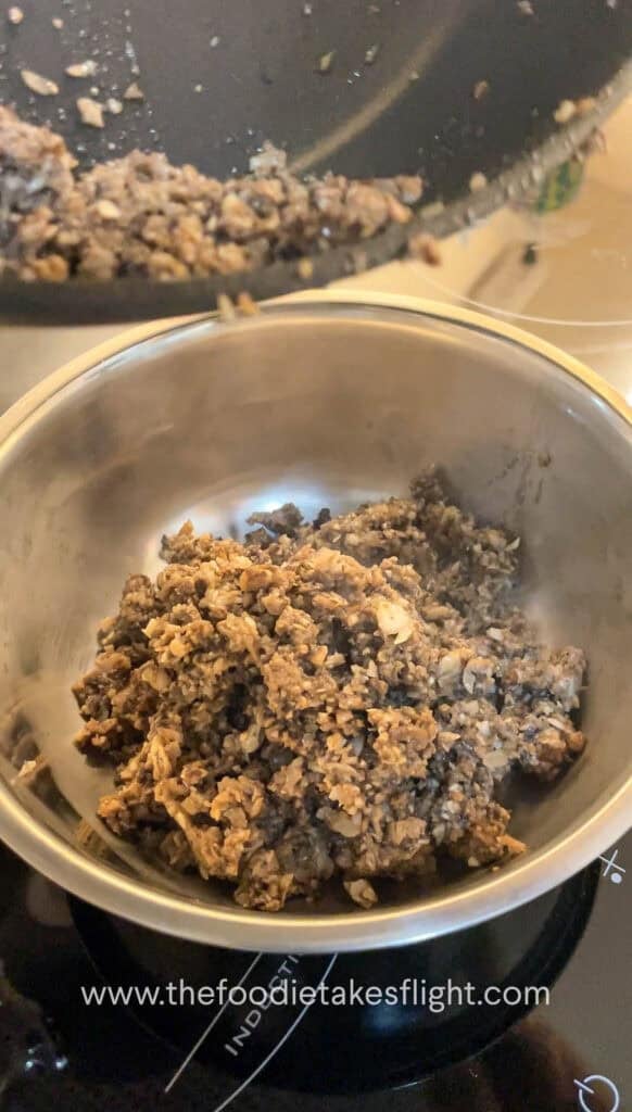 stuffed cremini mushroom filling in a bowl