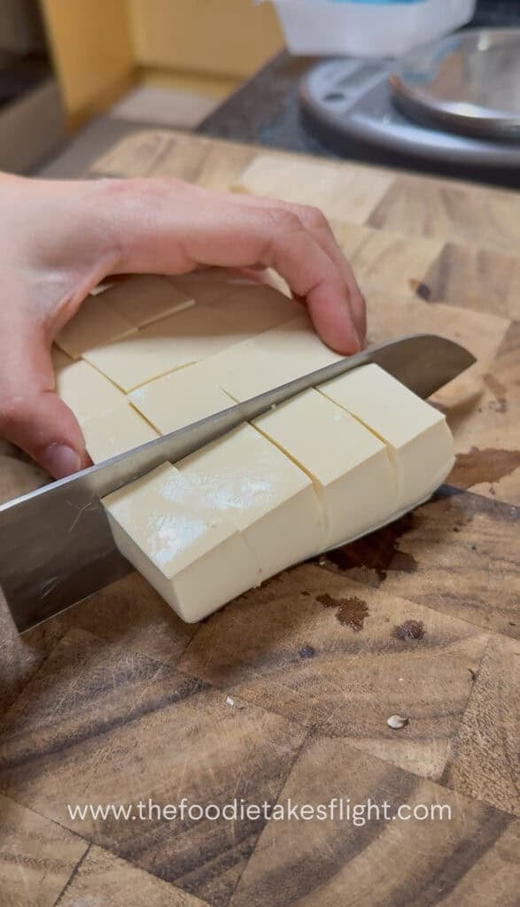 slicing silken tofu