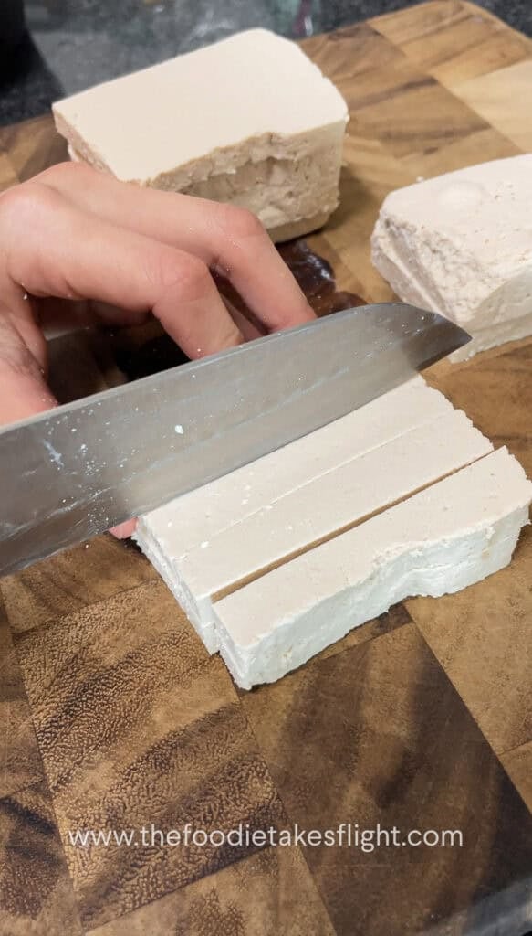 dicing extra firm tofu or tokwa