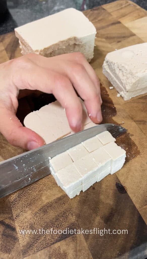 dicing extra firm tofu or tokwa