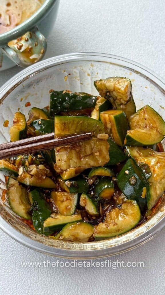 cucumber salad in all around dipping sauce