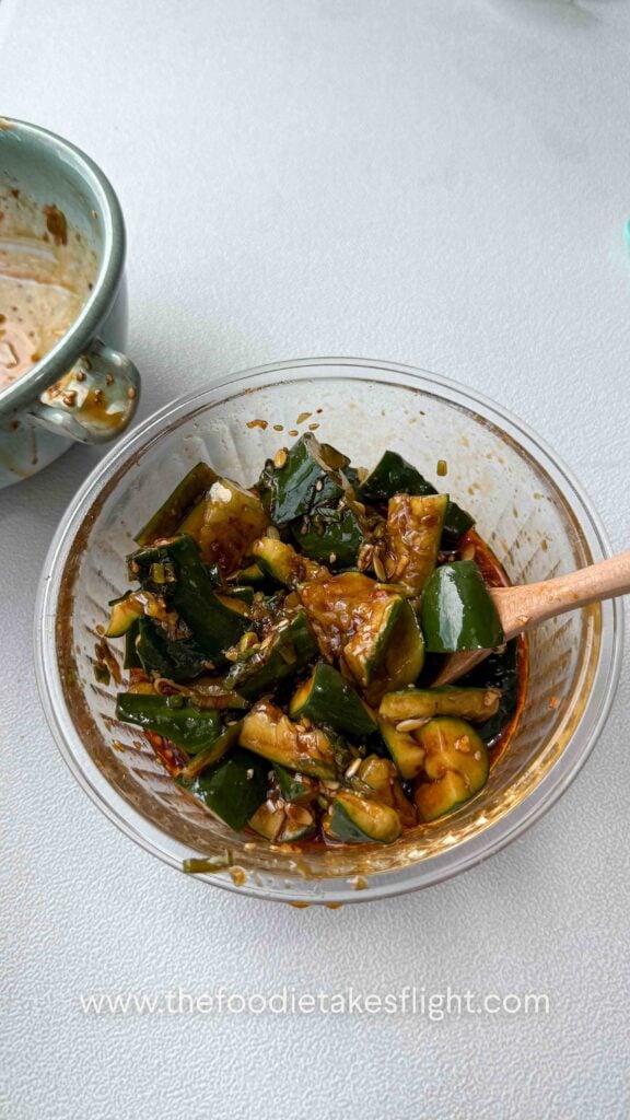 cucumber salad in all around dipping sauce