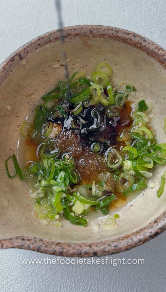 Mixing the ingredients to make the All-around dipping sauce